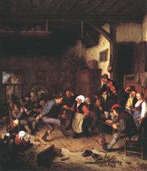 Merrymakers in an Inn - Adriaen van Ostade
