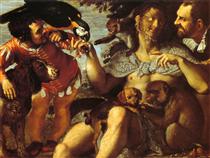 Hairy Harry, Mad Peter and Tiny Amon - Agostino Carracci