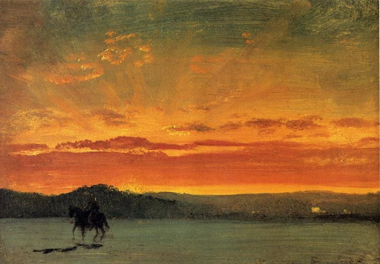 Indian Rider at Sunset - 阿爾伯特·比爾施塔特