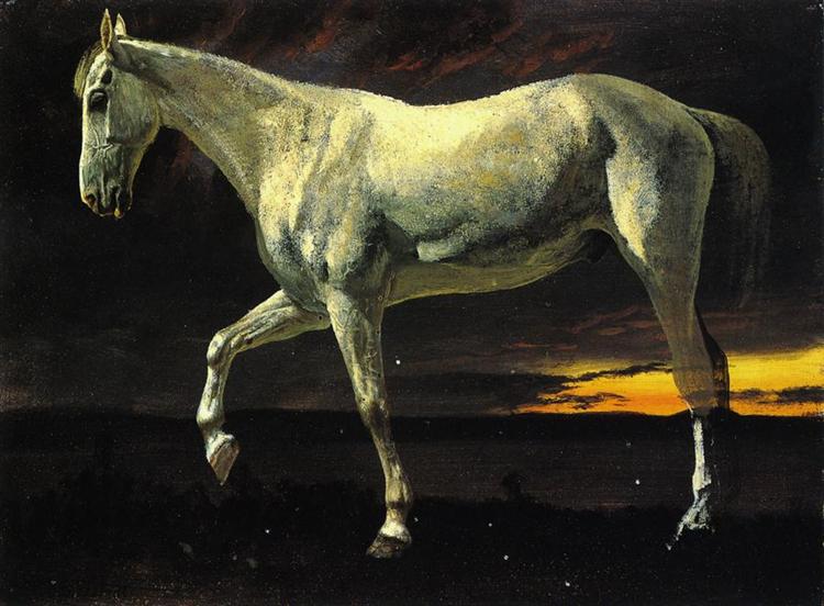 White Horse and Sunset, c.1863 - 阿爾伯特·比爾施塔特