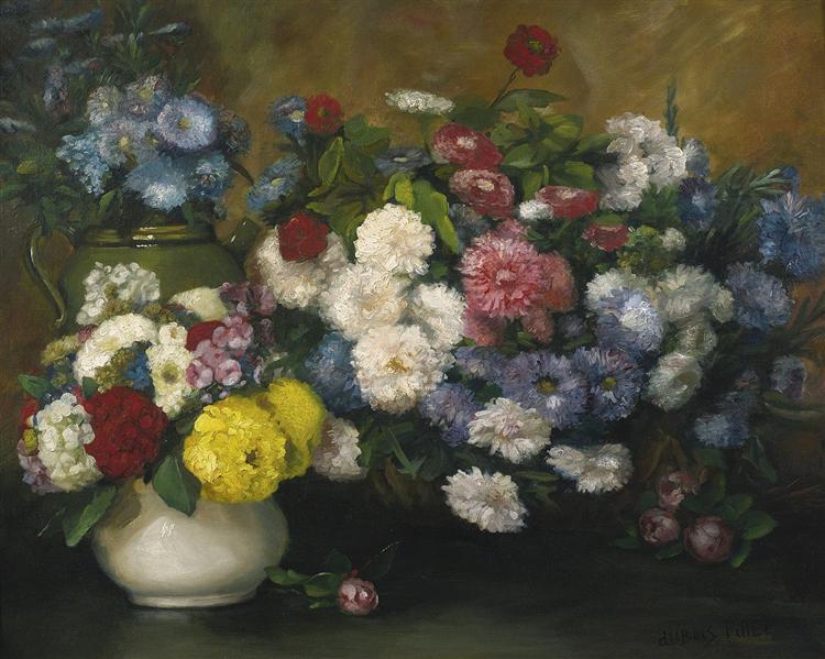Flowers in three vases, c.1879 - Albert Dubois-Pillet
