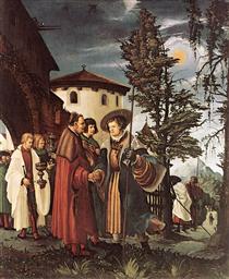 Der heilige Florian nimmt Abschied vom Kloster - Albrecht Altdorfer