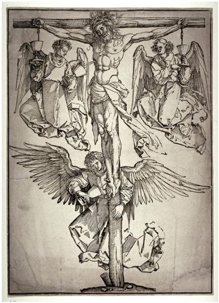 Christ on the Cross with Three Angels, 1525 - Alberto Durero
