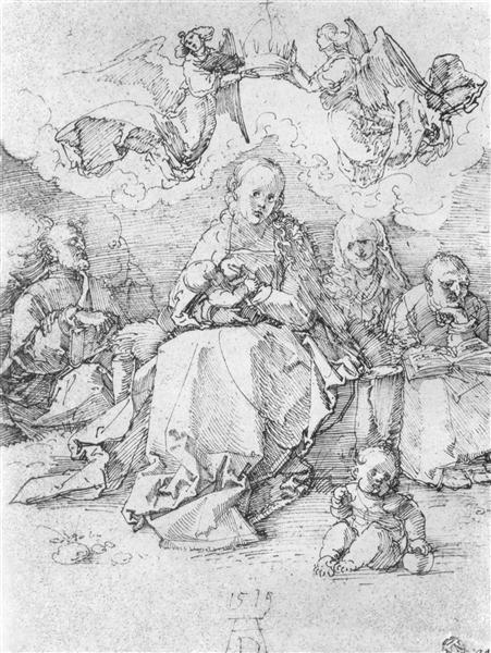 Holy Family, crowned by two angels, 1519 - Albrecht Dürer