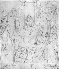 Madonna and Child, saints and angels playing - Albrecht Dürer