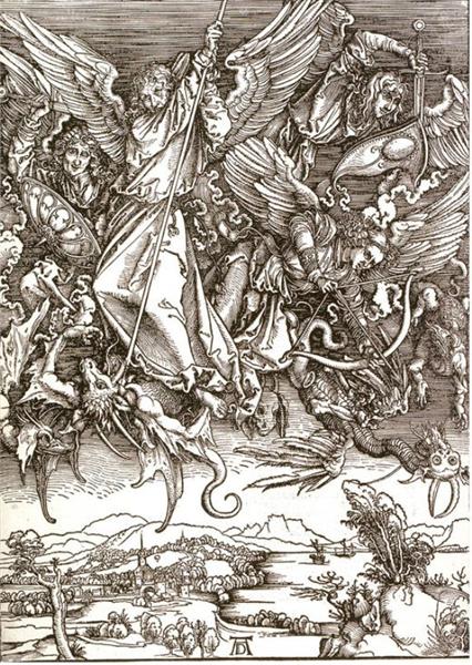 St. Michael and the Dragon, from a Latin edition, 1511 - Alberto Durero