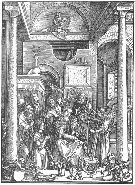 Дева Мария почитаемая ангелами и святыми, c.1500 - Альбрехт Дюрер