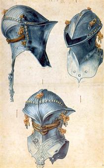 Three studies of a helmet - Альбрехт Дюрер