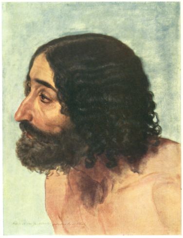 Head of a man. Study of the figure of paralytic for the painting "The Appearance of Christ to the People". - Alexander Ivanov