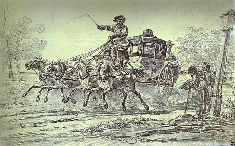 Peasants by the Carriage, 1815 - Александр Орловский
