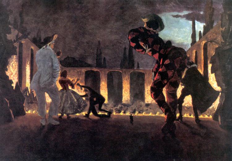Italian comedy. "Indiscreet Punchinello", 1906 - Alexandre Benois