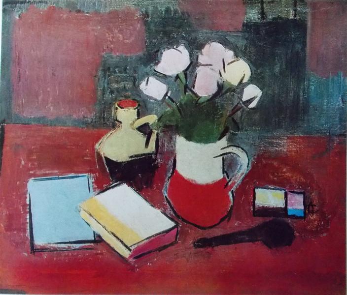 Still Life with Flowers, Books and a Pipe, 1962 - Александру Чукуренку