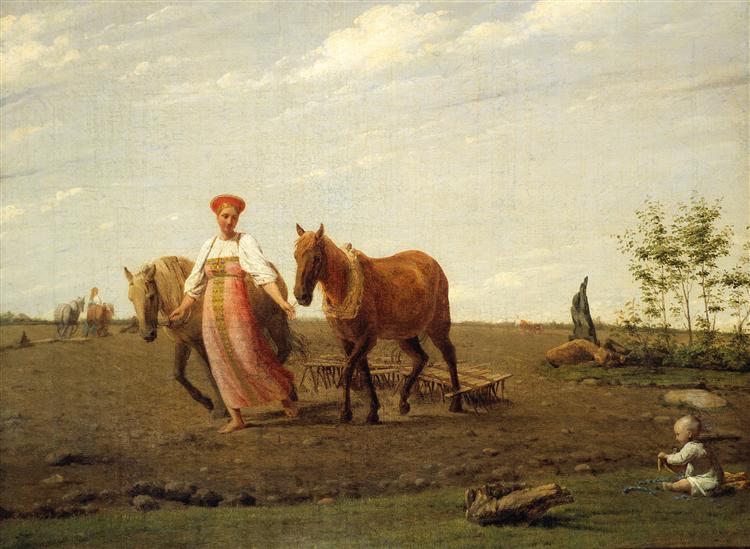 In the Fields. Spring, 1820 - Олексій Венеціанов