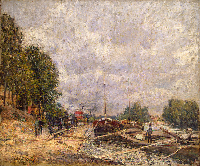 Barges at Billancourt, 1877 - Alfred Sisley