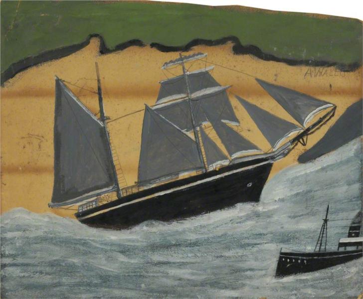 Sailing Ship against a Sandy Beach - Alfred Wallis