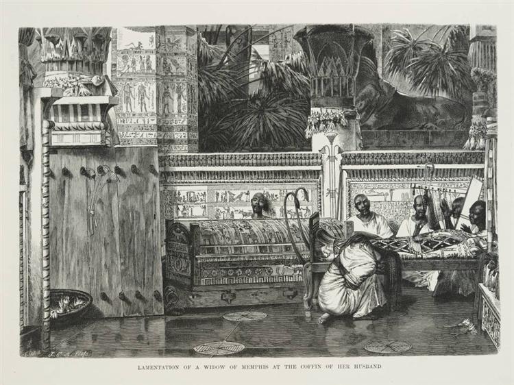 Женщина на коленях, плачущая перед саркофагом, 1878 - Лоуренс Альма-Тадема