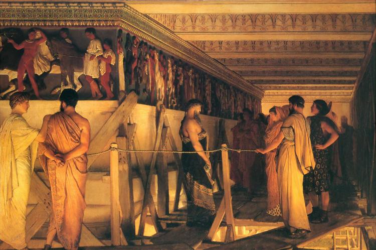 Phidias Showing the Frieze of the Parthenon to his Friends, 1868 - 勞倫斯·阿爾瑪-塔德瑪