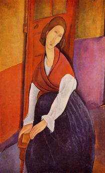 Jeanne Hebuterne in Red Shawl - Amedeo Modigliani