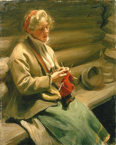 Girl knitting, 1901 - 安德斯·佐恩
