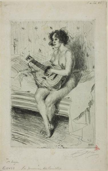Guitar player, 1900 - Андерс Цорн