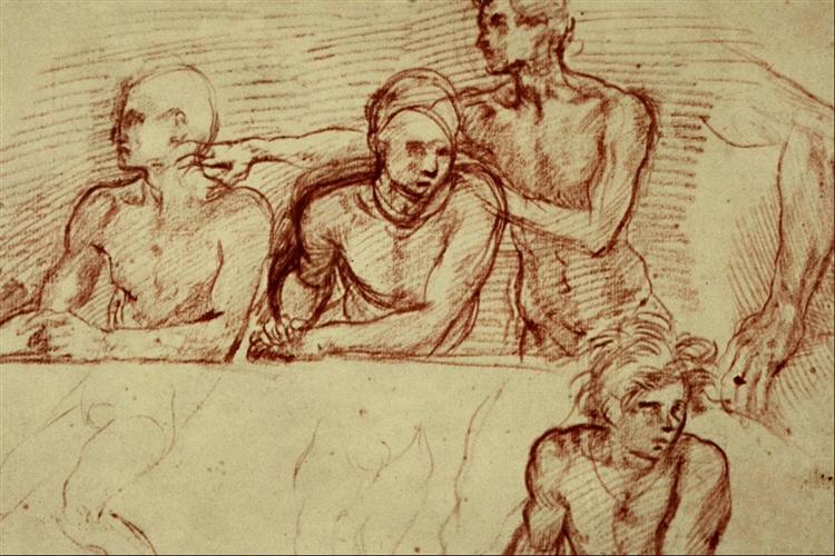 Last Supper (study), 1520 - 1525 - Андреа дель Сарто