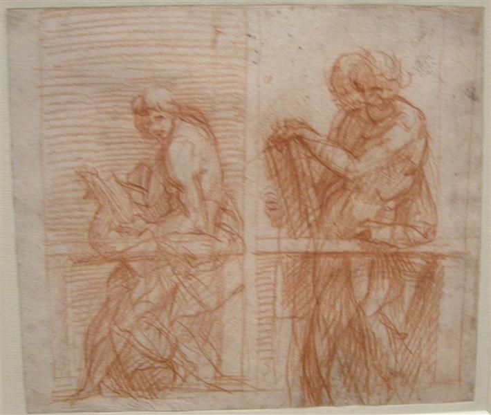 Study of the Figures behind a Balustrade, c.1522 - 安德烈亞·德爾·薩爾托