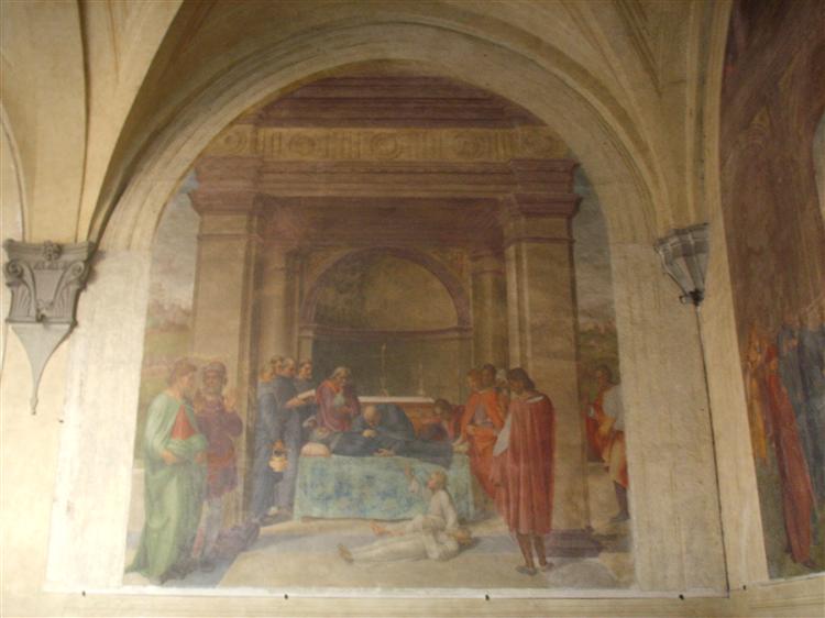 The Raising of the Dead Child by the Corpse of San Filippo, c.1510 - Андреа дель Сарто