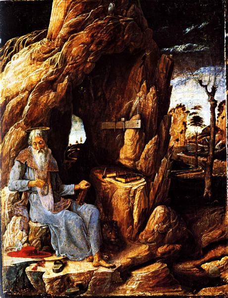 Св. Єронім у пустелі, 1450 - Андреа Мантенья