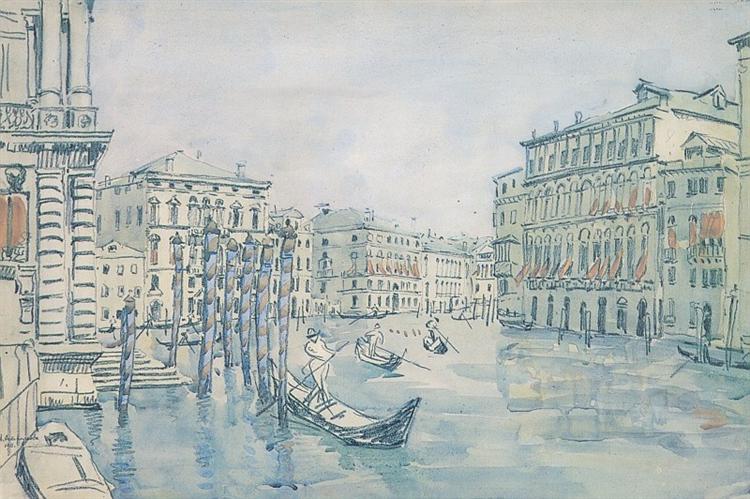 Venice. Grand Canal. Grey day., 1911 - Anna Ostroumova-Lebedeva