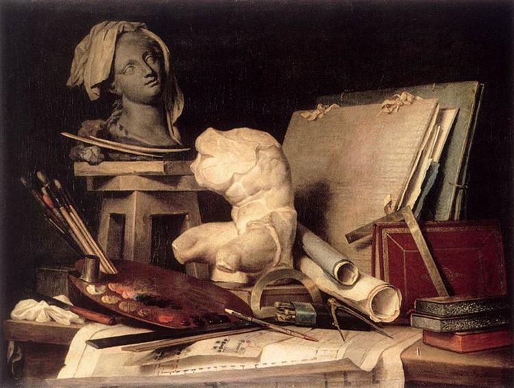 Attributes of Painting, Sculpture, and Architecture, 1769 - Anne Vallayer-Coster