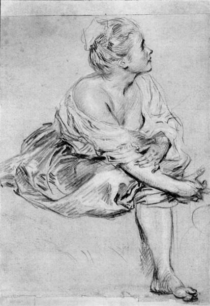 A Seated Woman, c.1716 - Антуан Ватто