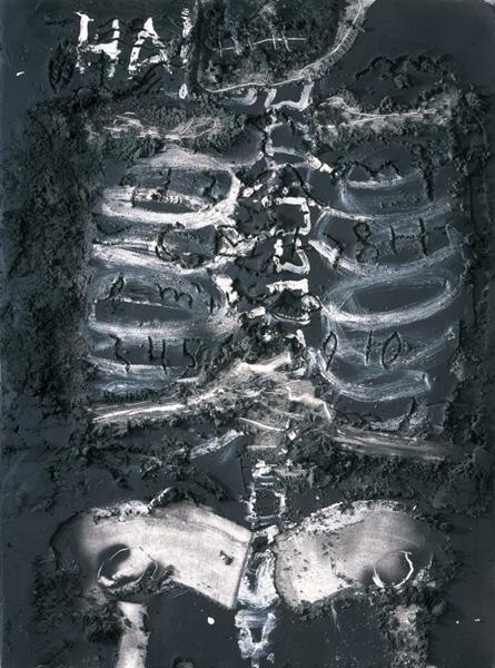 Skeleton on material, 2001 - Antoni Tapies