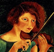 Self-portrait with violin - Antonietta Raphaël