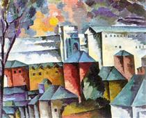 Landscape with the monastery walls - Aristarkh Lentoulov