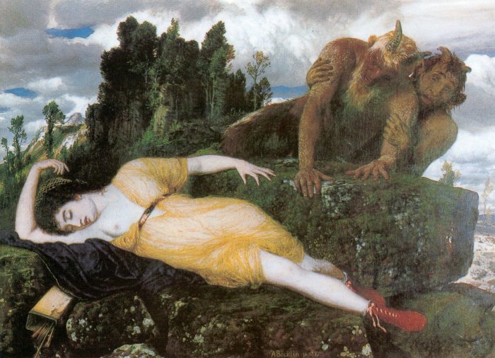 Sleeping Diana Watched by Two Fauns, 1877 - Арнольд Бёклин