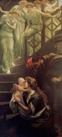 Little one who straight has come Down the Heavenly Stairs - Arthur Hughes