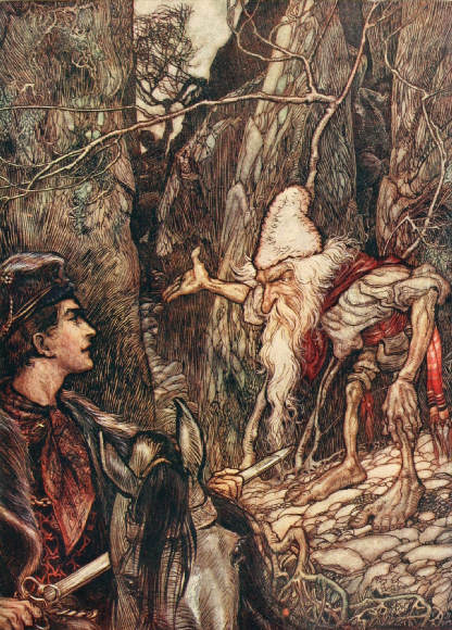 Good Dwarf, can you not tell me where my brothers are - Arthur Rackham