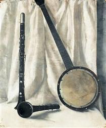 Still life with banjo and clarinette - Arthur Segal