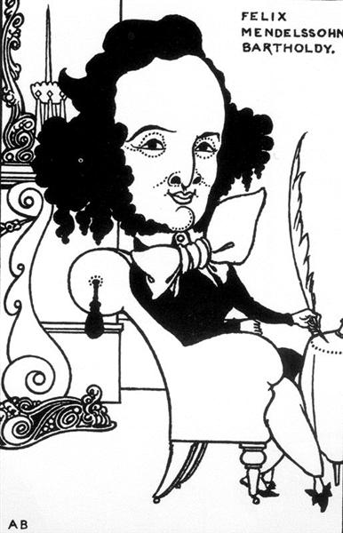 Caricature of Felix Mendelssohn, 1896 - Aubrey Beardsley