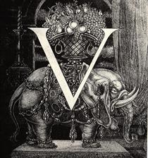 Initial Letter 'V' to Volpone - Aubrey Beardsley