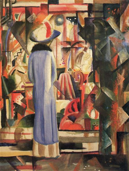 Woman in front of a large illuminated window - Август Маке