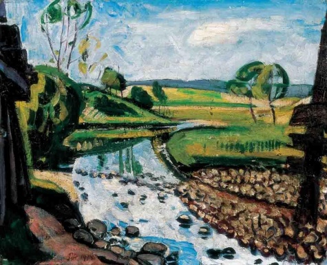 Landscape in Krahovice, 1914 - Bertalan Pór