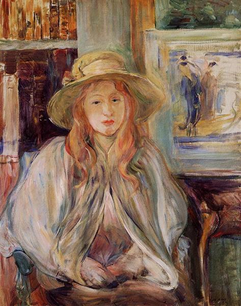 Julie Manet with a straw hat, 1892 - Berthe Morisot