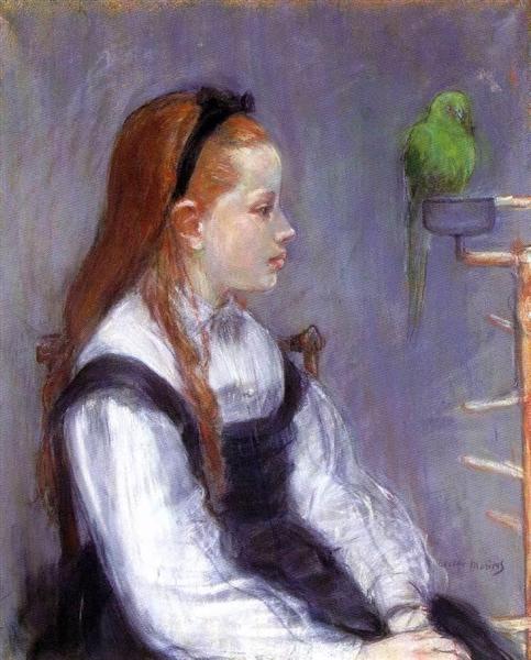 Young Girl with a Parrot, c.1873 - Berthe Morisot