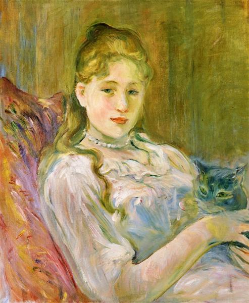 Young Girl with Cat, 1892 - Берта Морізо