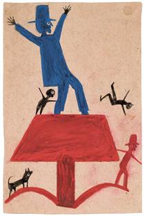 Untitled (Blue Man on Red Object) - Bill Traylor