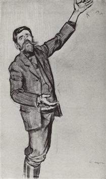 Agitator (Man with arm raised) - Boris Kustodiev