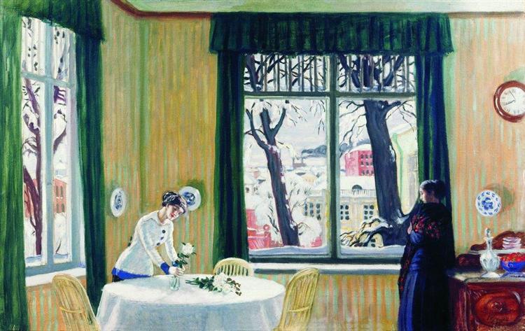 In the Room. Winter, 1915 - Boris Michailowitsch Kustodijew