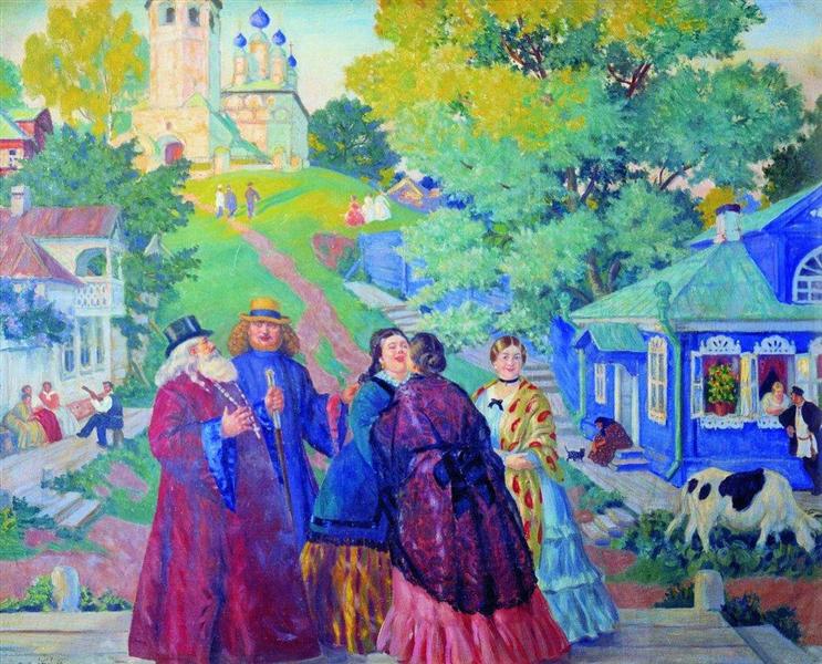 Встреча (Пасхальный день), 1917 - Борис Кустодиев