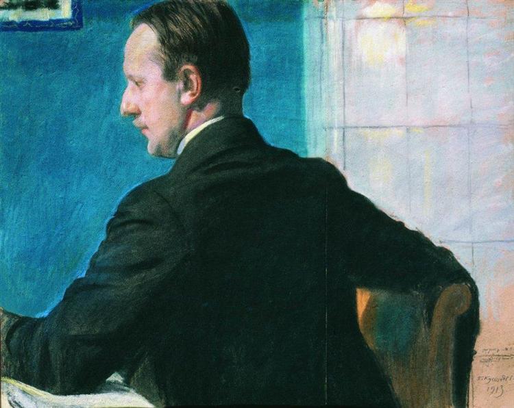 Portrait of M.V. Dobuzhinsky, 1913 - Boris Michailowitsch Kustodijew